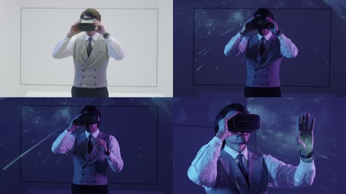 4K商务人士戴VR眼镜科技转场特效