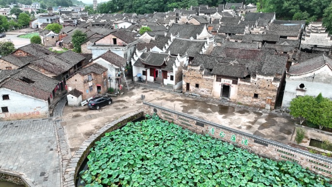 航拍郴州永兴板梁古村全景古村落风景区旅游