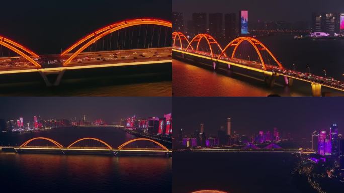 长沙 福元路大桥 夜景航拍