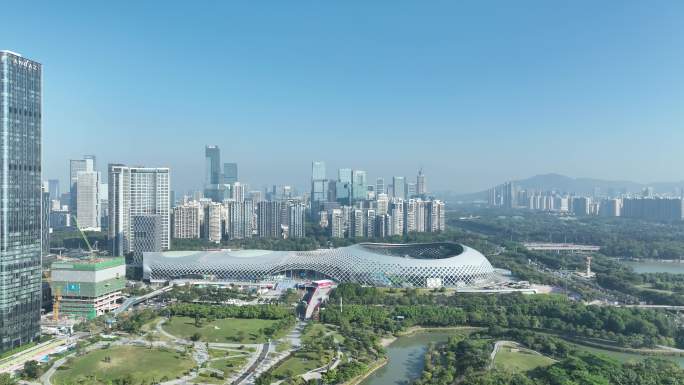 深圳湾体育中心航拍体育场深圳湾春茧体育馆