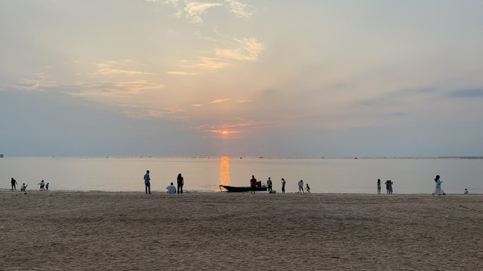 航拍海上日落延时摄影