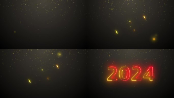 倒数9到1 2024年新年快乐金色散景粒子。神奇的光。圣诞快乐和2024年新年快乐金色介绍模板和背景