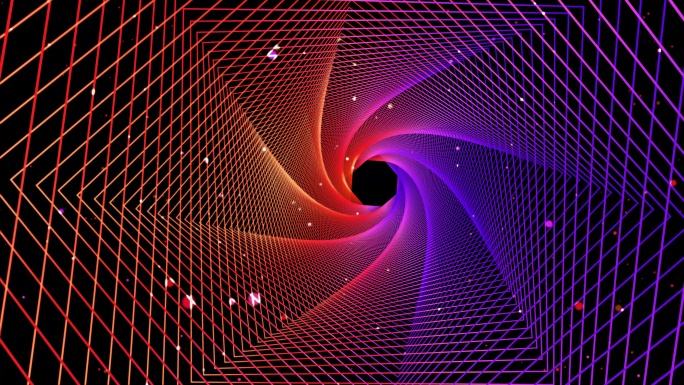 4K霓虹灯炫酷穿梭隧道正方形紫红色粒子2