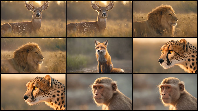 唯美的动物世界：梅花鹿，狮子，狐狸与猎豹
