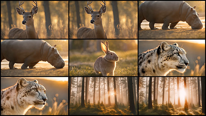 唯美动物世界：鹿，河马，兔子，猎豹大自然