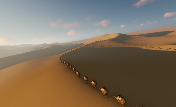 沙漠驼队 一带一路