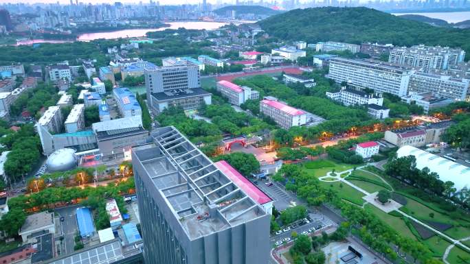 湖北武汉中国地质大学东区航拍洪山区校园大