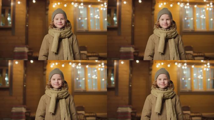 穿冬衣的小孩肖像冬天小女孩圣诞节小女孩西