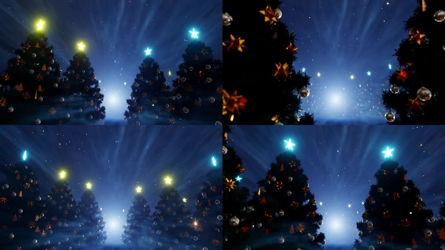 圣诞树装饰在梦幻之光