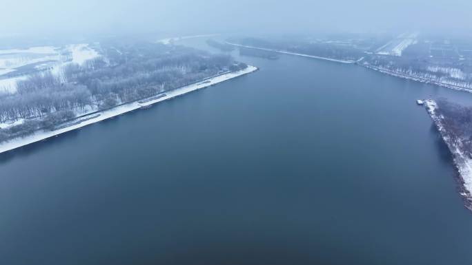 通州大运河雪景 运河雪景航拍