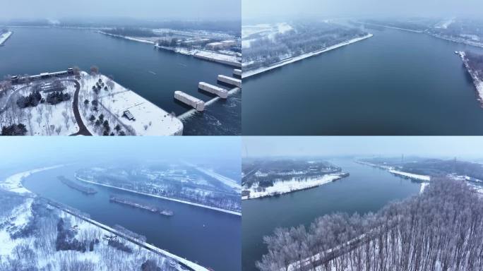 通州大运河雪景 运河雪景航拍