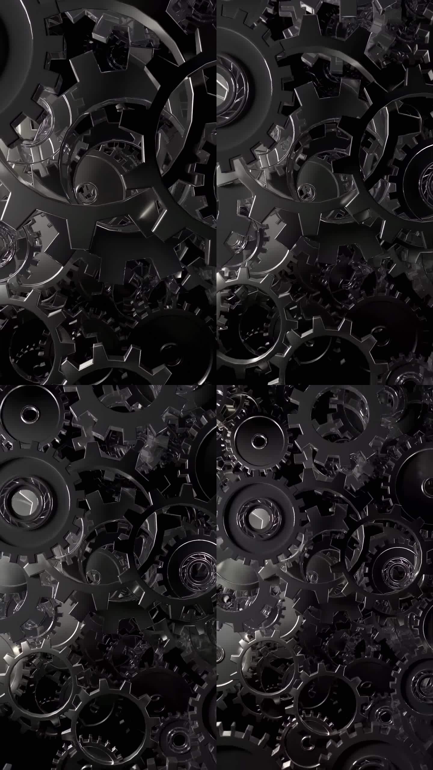 【4K】深色齿轮转圈背景视频