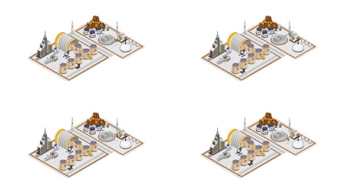 2.5D等距工厂科幻场景外星基地火星