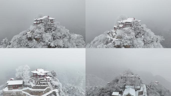 龙庆峡风景区雪景航拍视频2