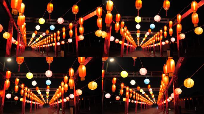 4K城市公园灯笼