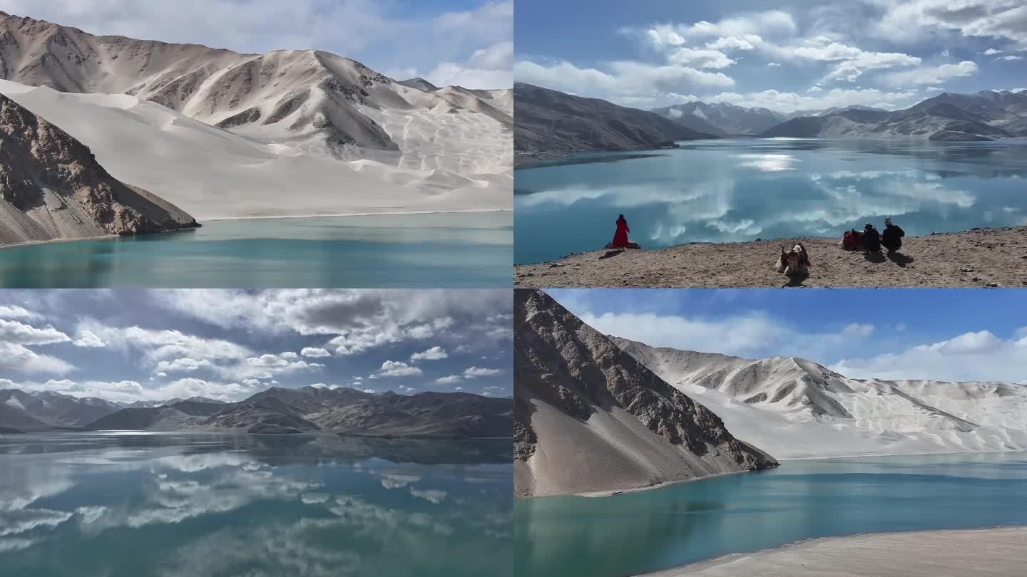 4k 航拍新疆白沙湖水天一色