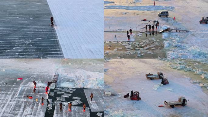 中国黑龙江哈尔滨冰雪大世界采冰全程合集