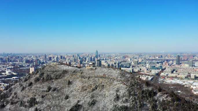 济南千佛山冬季雪景航拍