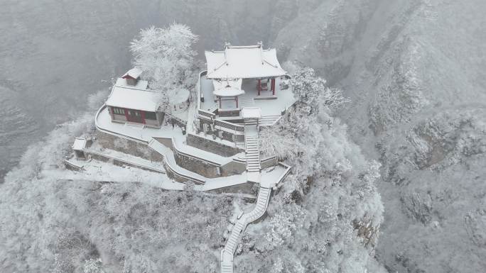 龙庆峡风景区雪景航拍视频8