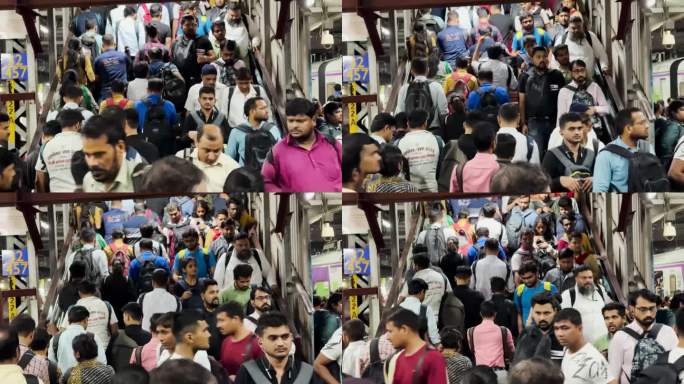 印度铁路站台上的人群