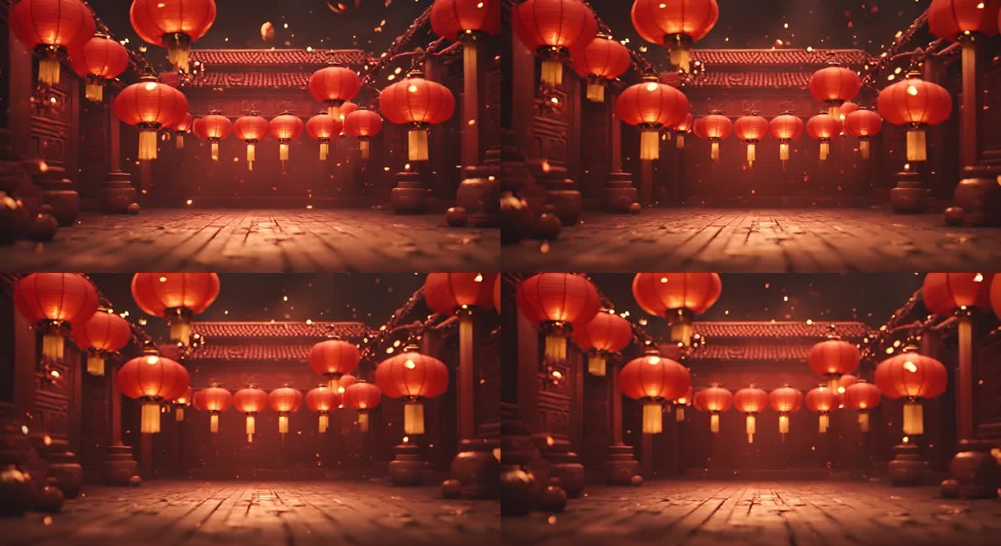 唯美桃花国潮：红红火火灯笼喜庆中国年