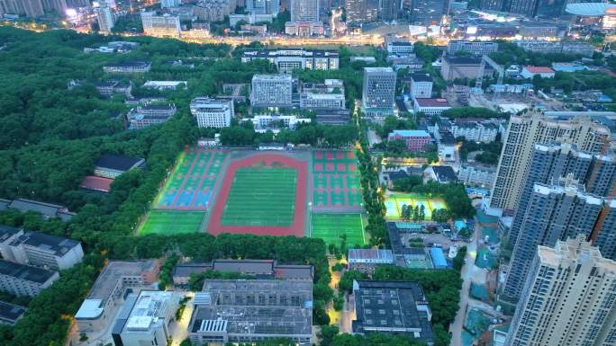 湖北武汉华中科技大学航拍校园风景风光素材