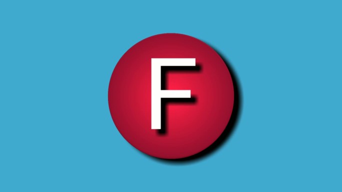 大写字母F在红色球体动画运动图形