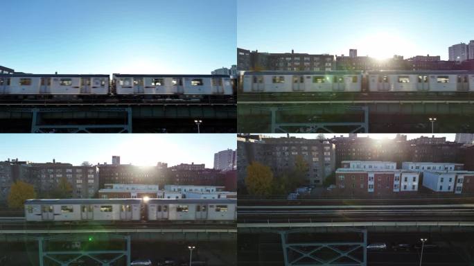 秋天的早晨，地铁穿过布朗克斯
