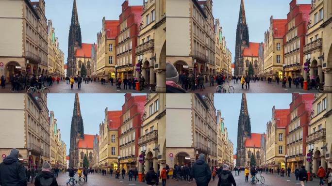 12月20日，德国北莱茵-威斯特伐利亚明斯特，街道为新年和圣诞市场装饰一新。