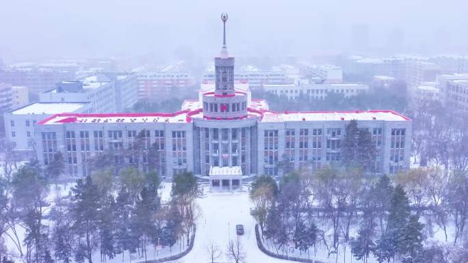 哈尔滨高校雪景之黑龙江中医药大学