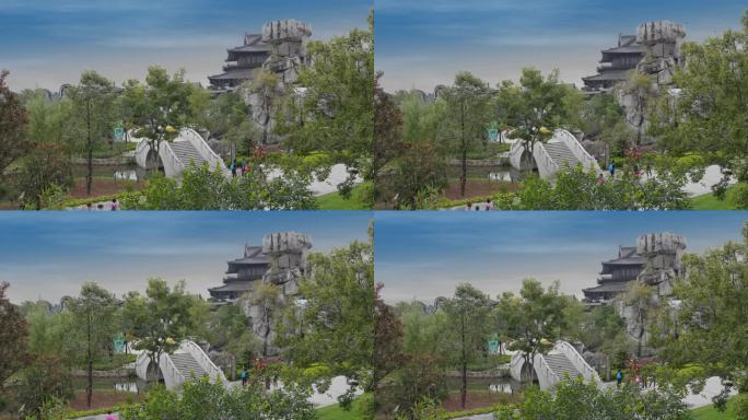 4K实拍，广州新文化馆仿古建筑群及园林。