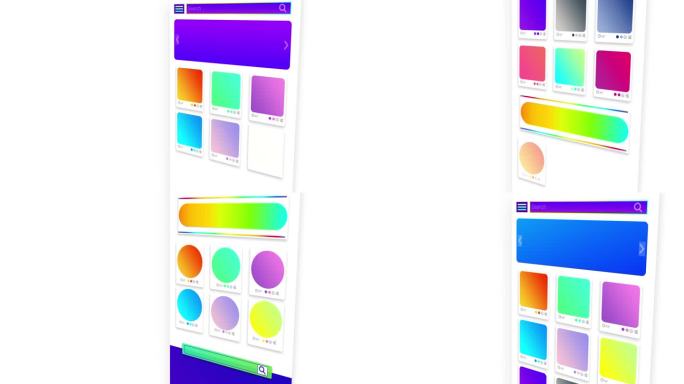 美丽的设计界面与渐变调色板的现代网页主页网站UI模板。4K 3D动画与复制空间。高质量视频