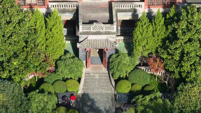 4K航拍西安红色旅游止园杨虎城纪念馆素材