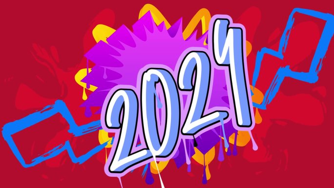 2024涂鸦标签动画。抽象的现代街头艺术装饰视频以城市绘画的风格表现。