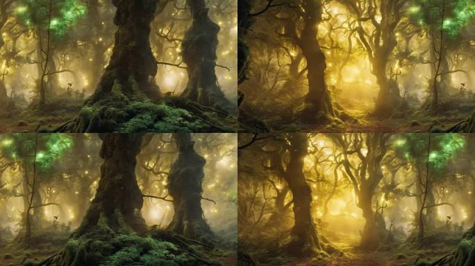 美丽清新森林树林意境树林唯美梦幻场景16