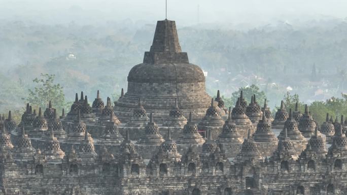 原创 印尼日惹婆罗浮屠神庙航拍建筑风光