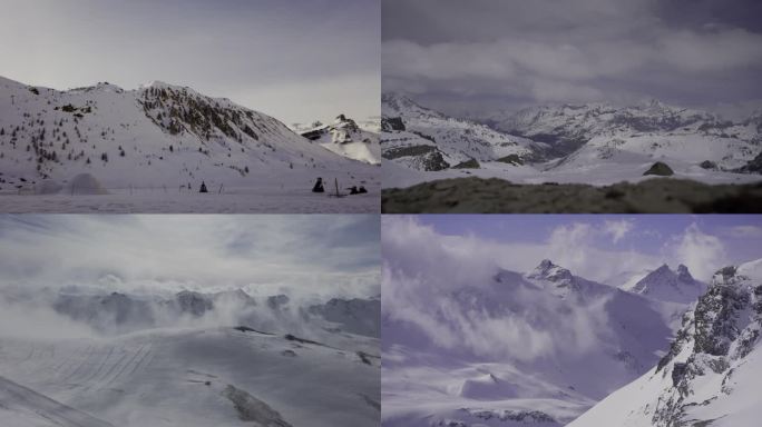 航拍法国阿尔卑斯山雪山空镜