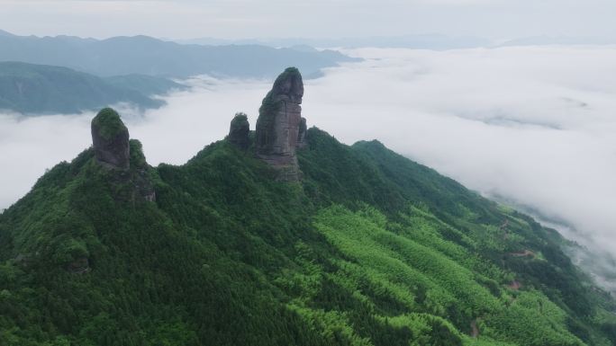 丽水遂昌北斗崖丹霞地貌云海航拍