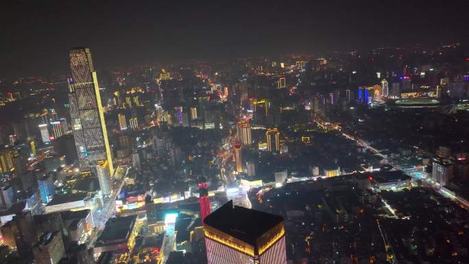 长沙夜景长沙IFS国金中心市区高楼大厦航