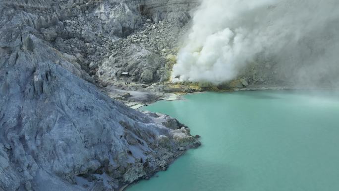 HDR印尼爪哇岛伊真火山硫磺航拍自然风光