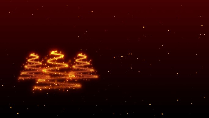 抽象的金色圣诞树在渐变的红色背景