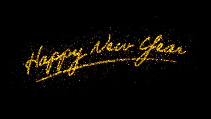 用闪闪发光的粒子概念庆祝新年。笔迹。新年快乐的概念。