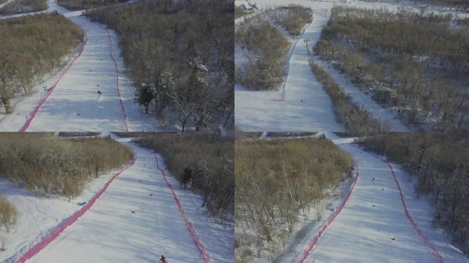 滑雪运动员进行障碍滑雪 滑雪运动