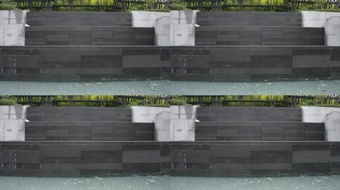 4K实拍，广州新文化馆仿古建筑叠水台。
