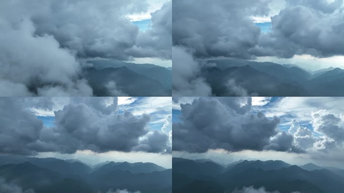航拍山顶云层之上旋转镜头全景郴州莽山