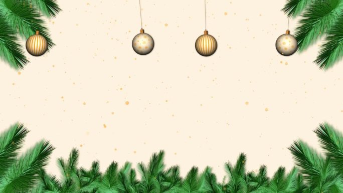 圣诞框架或新年框架冷杉松叶雪花球，松叶和礼品贺卡