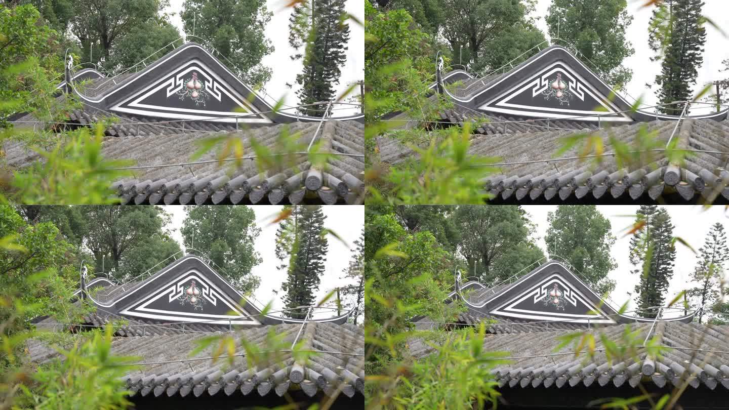 4K实拍，羊城广州新文化馆仿古建筑屋顶。