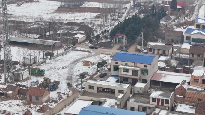 春节冬天雪天老家农村婚礼航拍