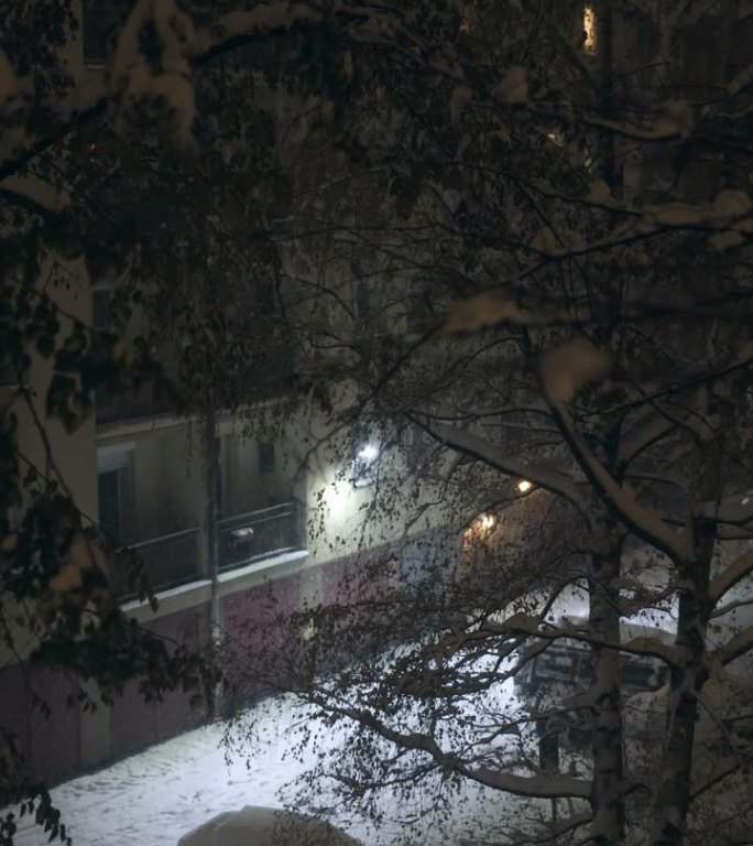 雪，夜，窗景