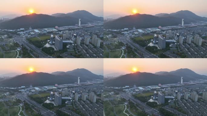 杭州市富阳区东洲街道日落美景